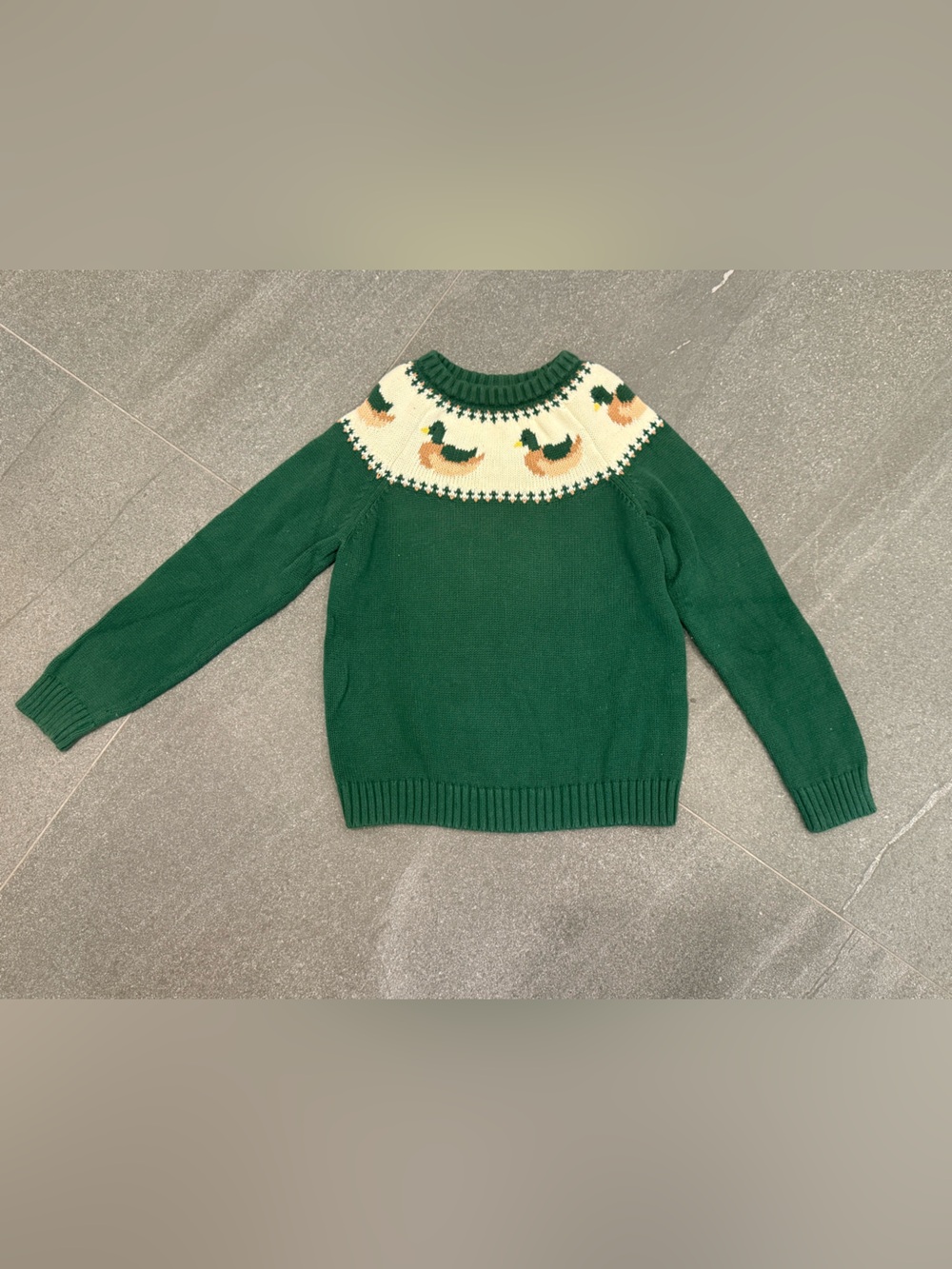 Little English Emerald Green Nordic Yoke Crewneck Sweater